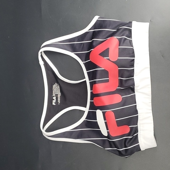 FILA Y2K Red Letter Pinstriped Sports Bra Medium - Picture 1 of 7